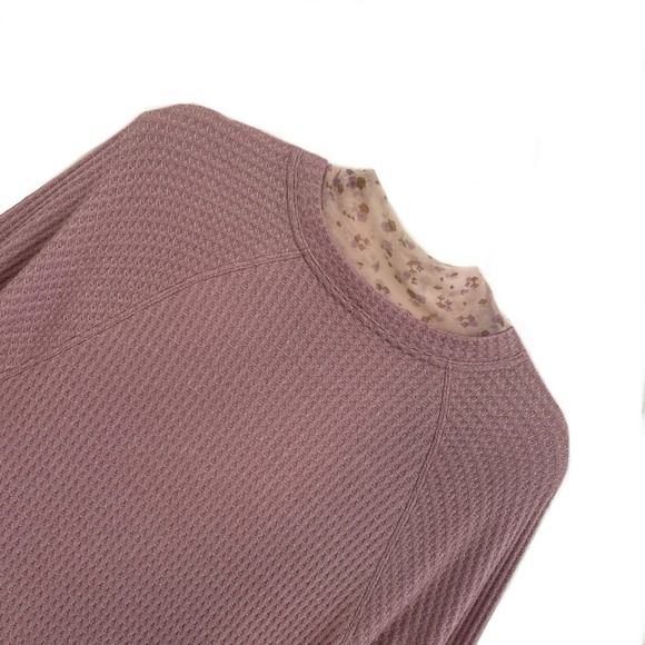 Free People Sweet Escape Thermal‎ Waffle Knit Layered Tunic Pink Floral Dress M - Picture 8 of 10